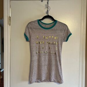 Gray Napa Valley Winery V. Sattui Sheer Crew T-Shirt Gold Lettering Teal lining